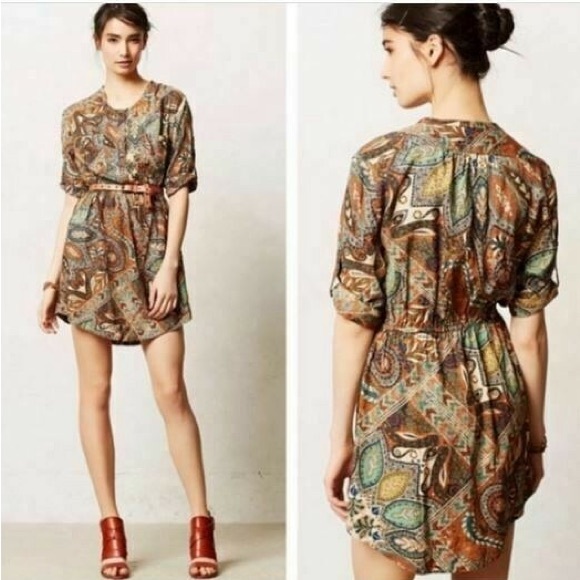 HOLDING HORSES Dresses & Skirts - Anthropologie Holding Horses Womens 2 Paisley Print Elastic Waist Mini Dress‎